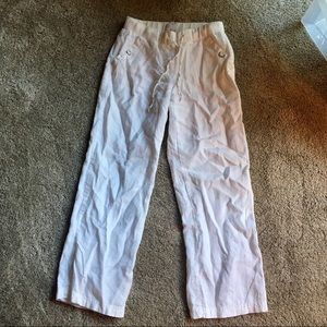Fully-lined White Linen Pants